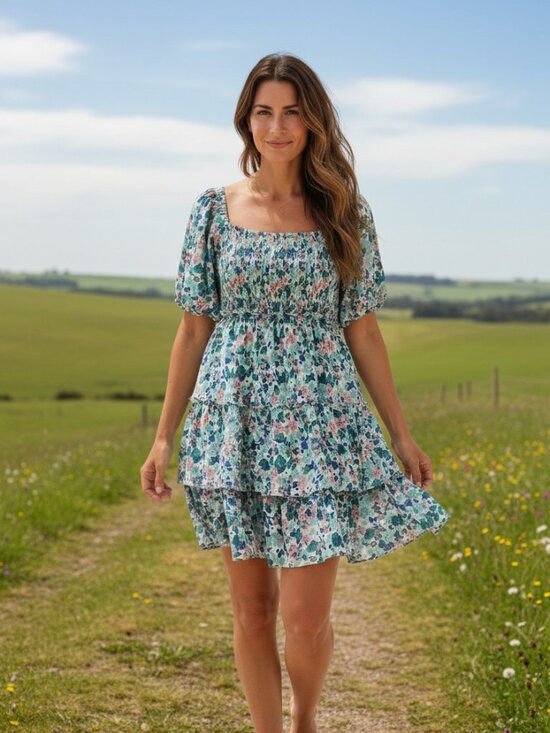 First Love Dresses & Skirts - 🌼 First Love Dress Size Large NWT | Floral Smocked Babydoll Mini